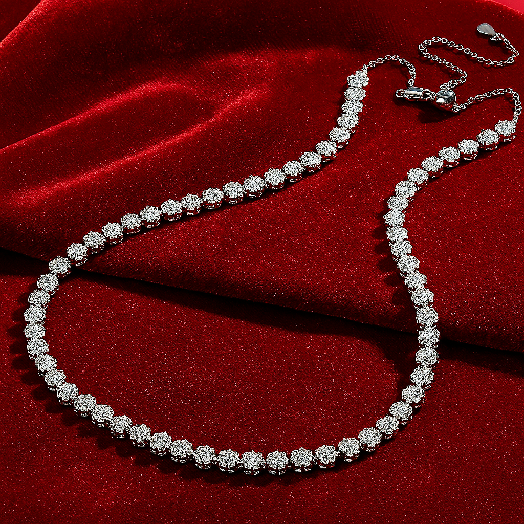 Floral Moissanite Tennis Bracelet & Necklace S925