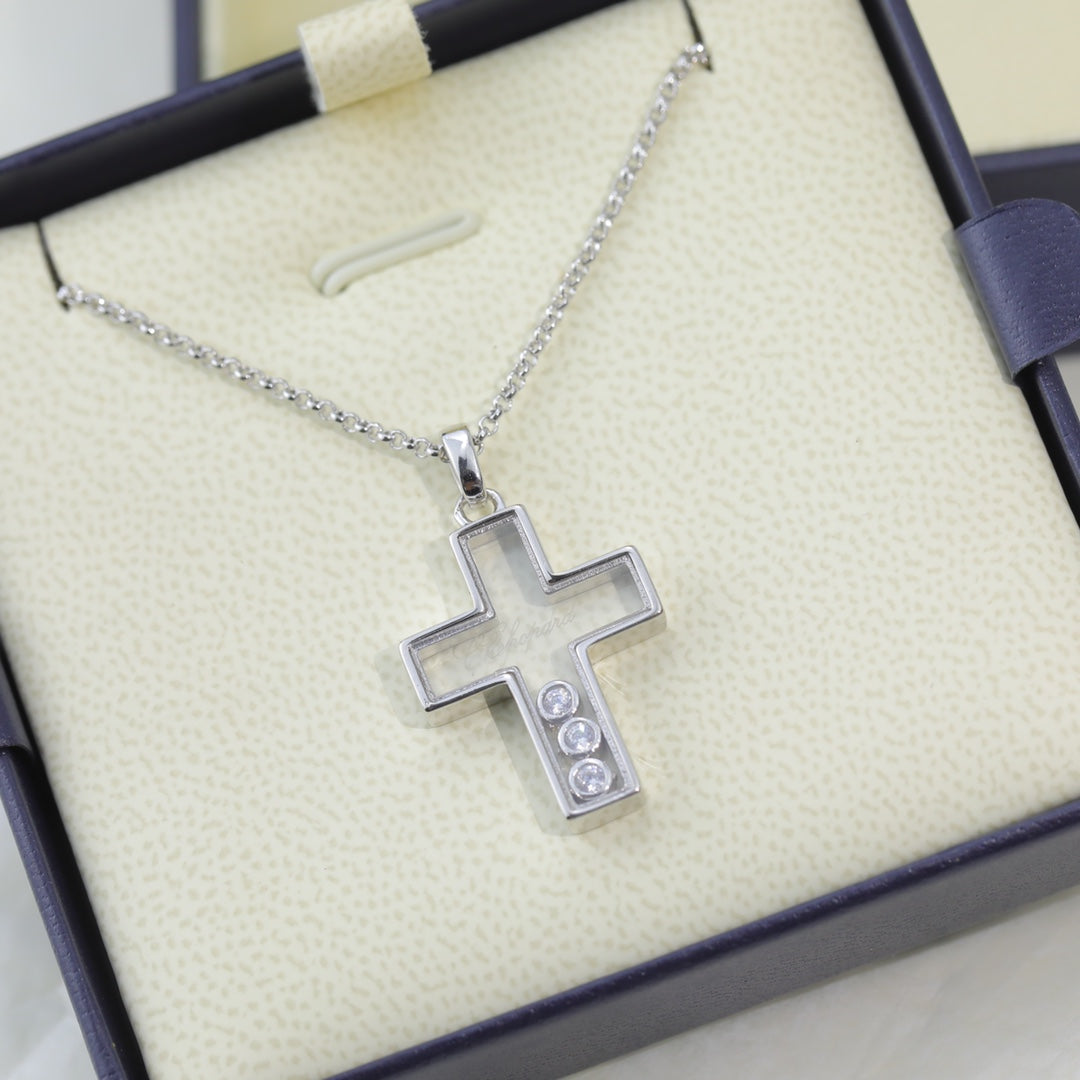 Floating Diamonds Cross Pendant