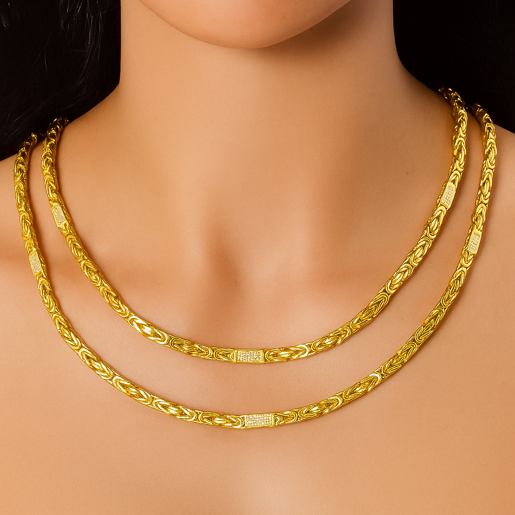 Italian Byzantine Chain with Iced Out Bars