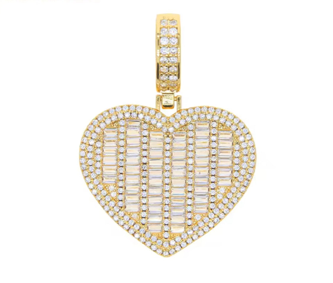 Lustra™ Heart-Cut Baguette Cuban Necklace
