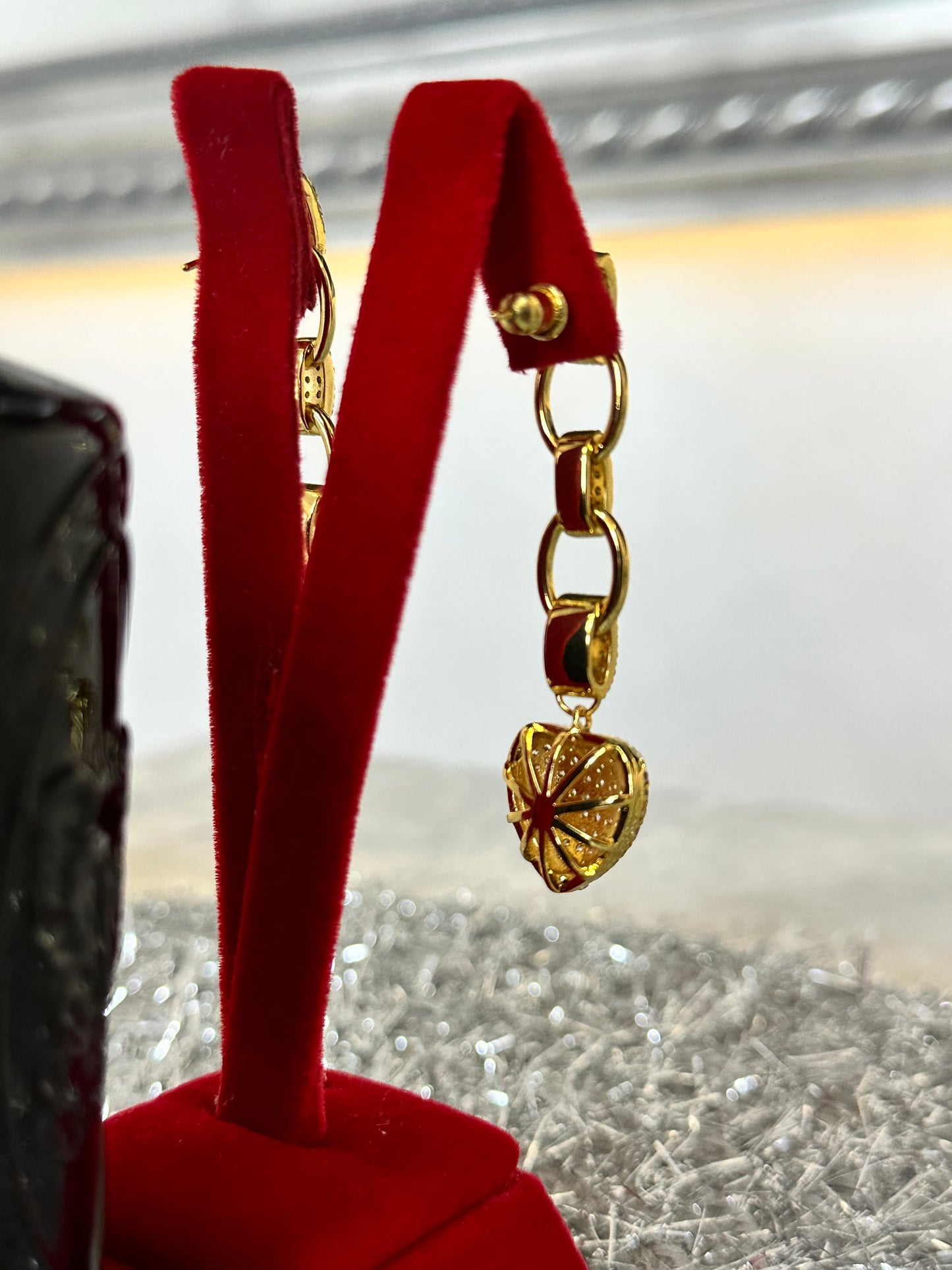 Heart Link Pavé Drop Earrings