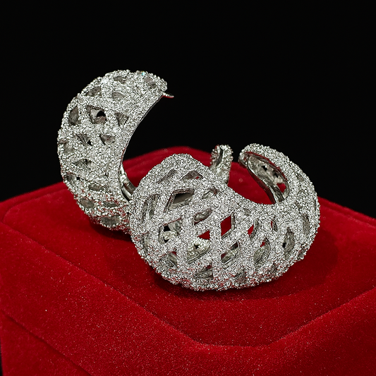 3D Pavé Shell Earrings