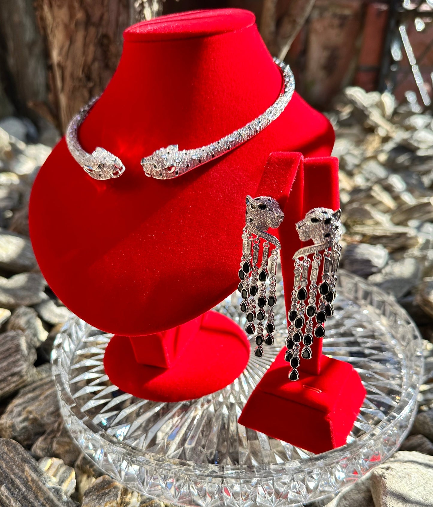 Panthere Necklace & Earrings Set