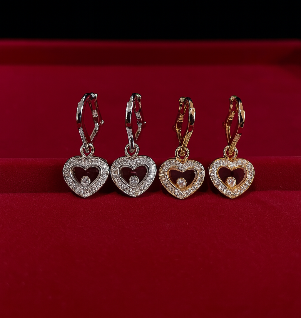 Dancing Diamonds Heart Earrings