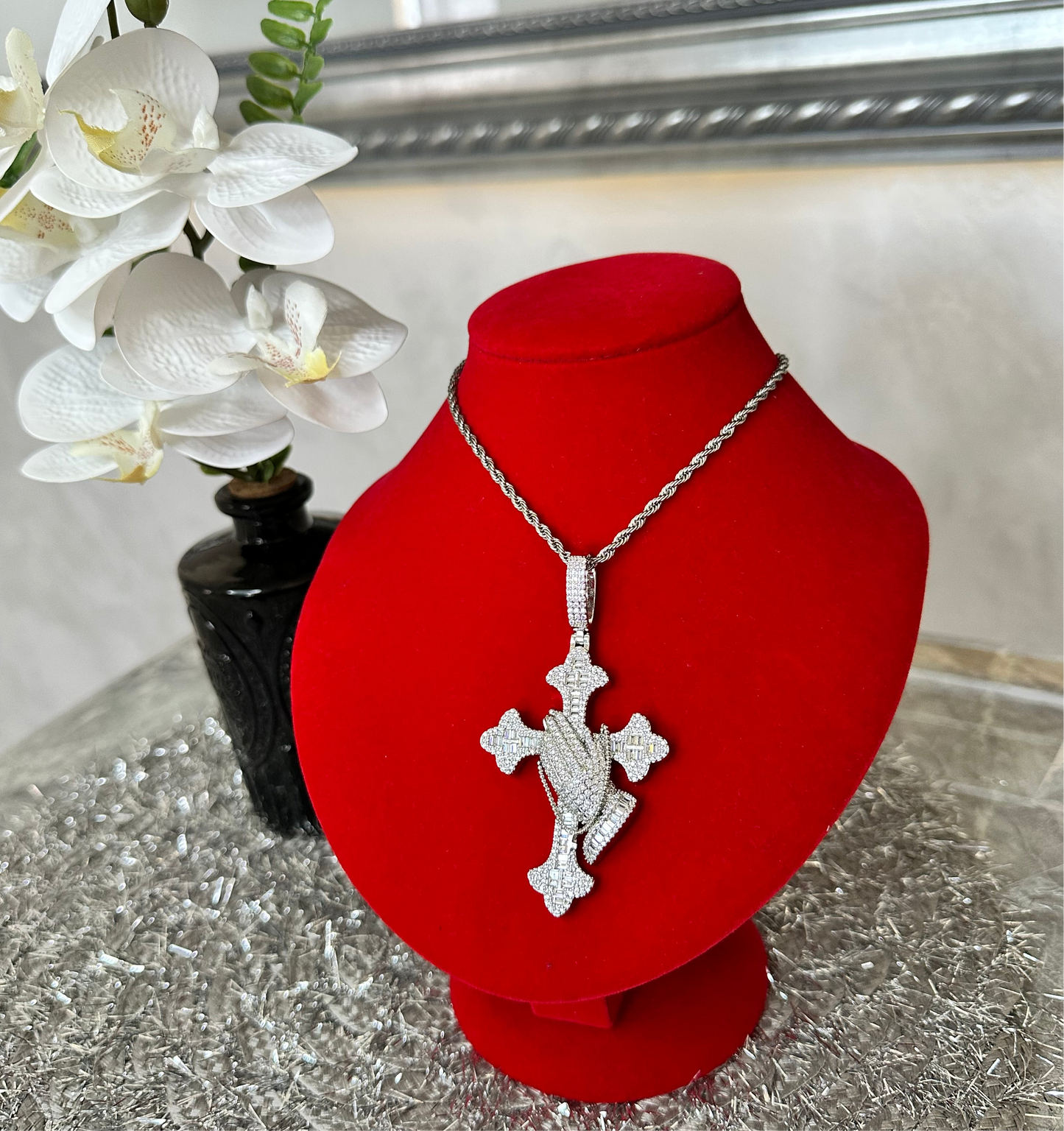 Praying Hands Cross Pendant