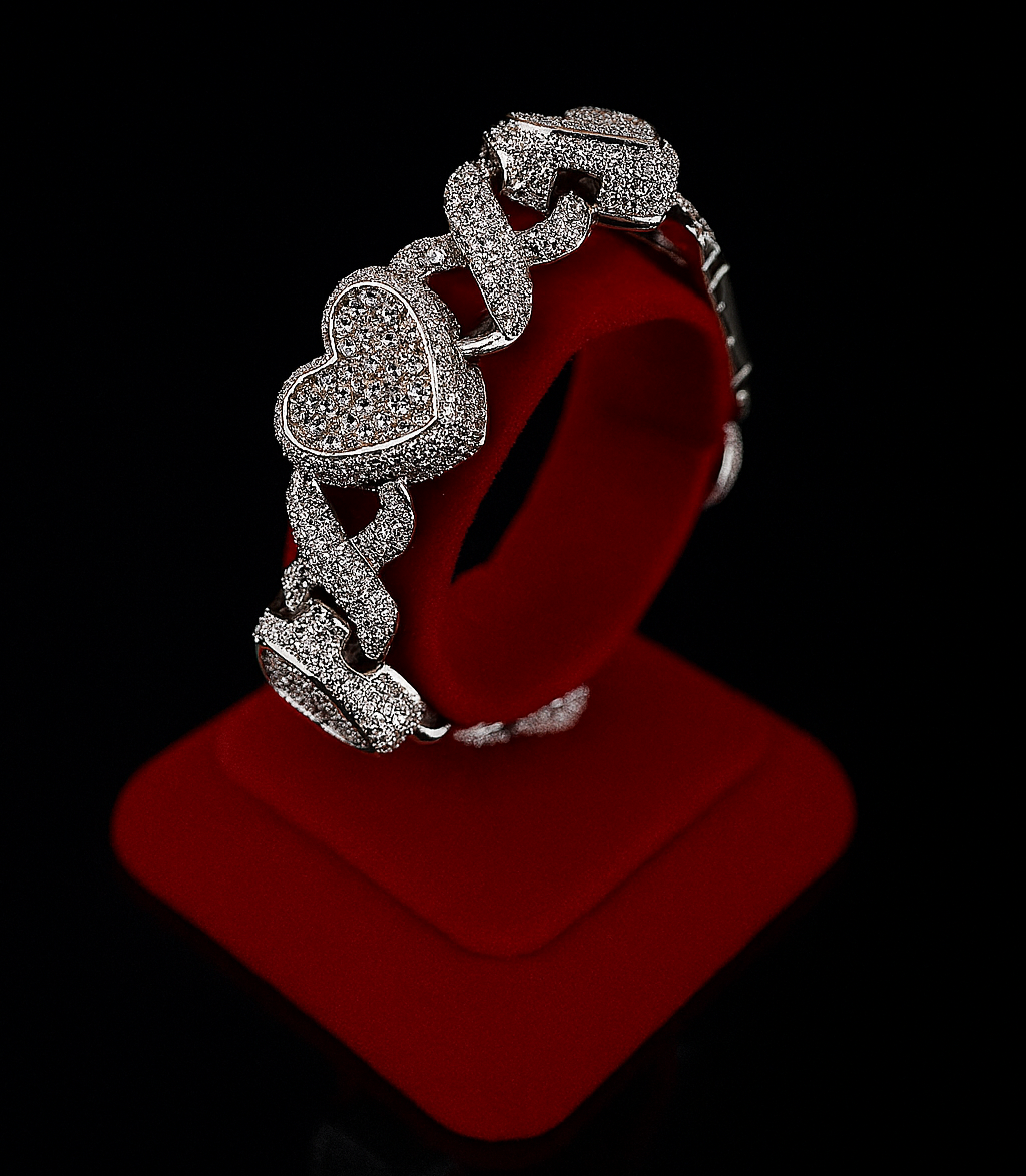 15mm Iced Out Heart Link Necklace & Bracelet