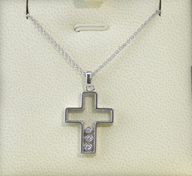 Floating Diamonds Cross Pendant