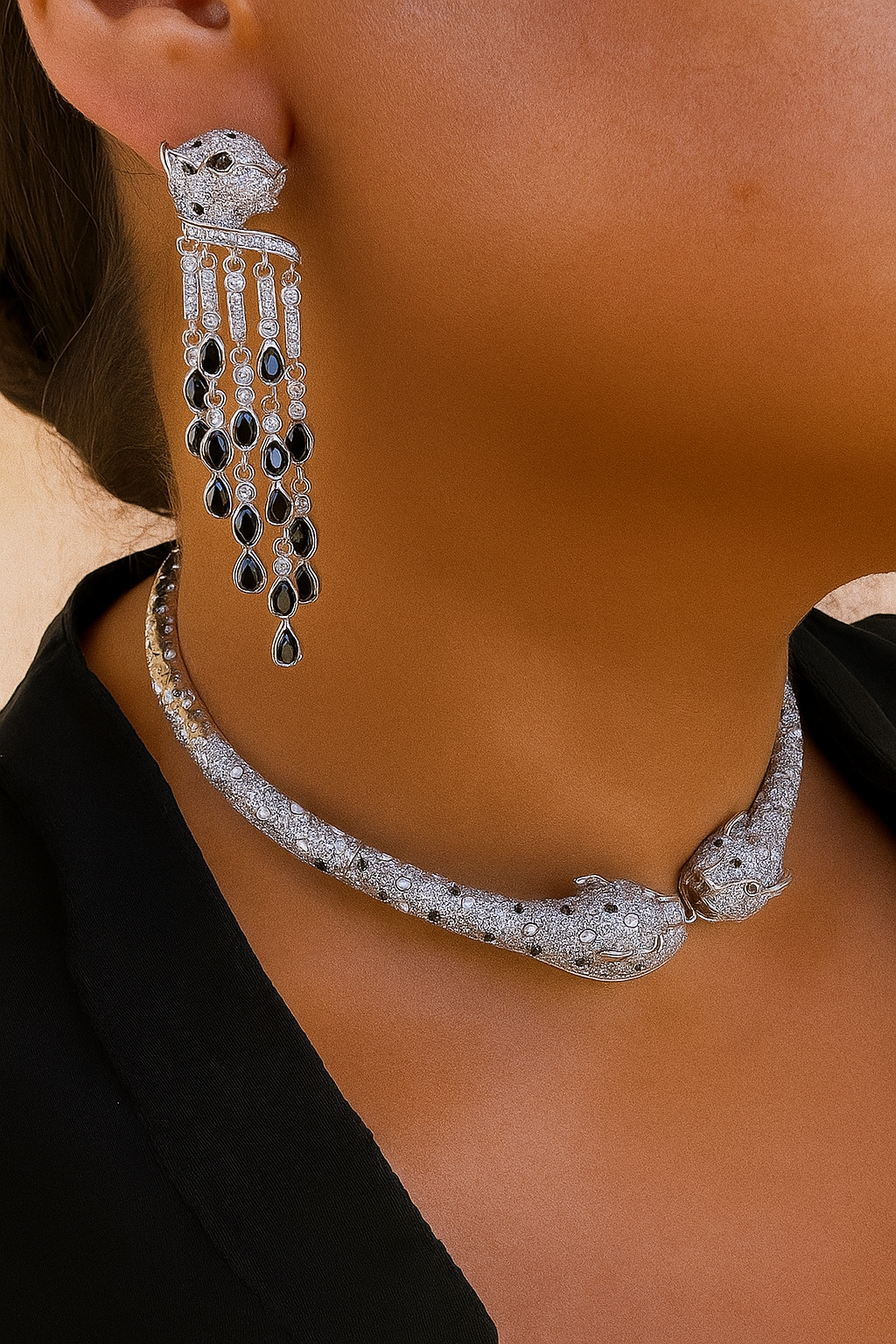 Panthere Necklace & Earrings Set