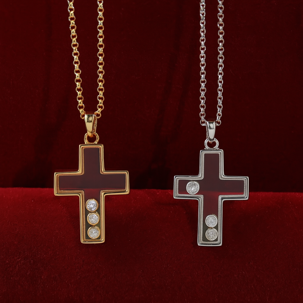 Floating Diamonds Cross Pendant