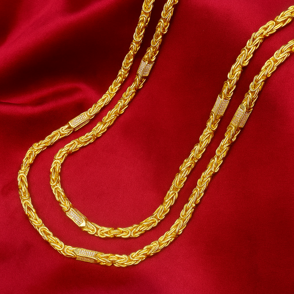 Italian Byzantine Chain with Iced Out Bars