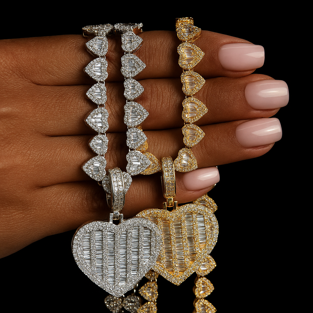 Lustra™ Heart-Cut Baguette Cuban Necklace