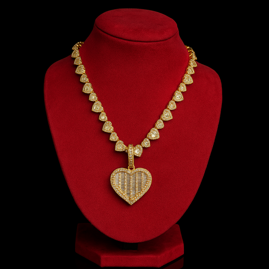 Lustra™ Heart-Cut Baguette Cuban Necklace