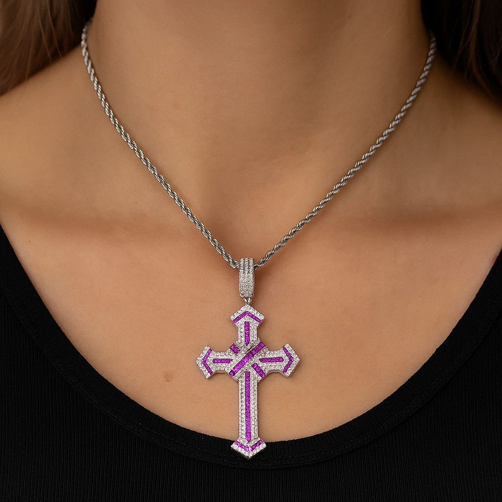 Iced Baguette Cross Pendant
