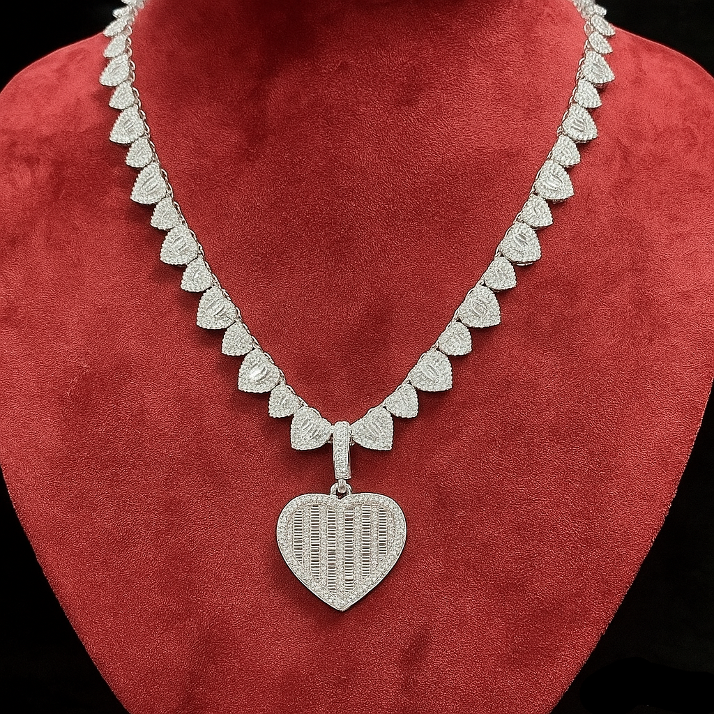 Lustra™ Heart-Cut Baguette Cuban Necklace