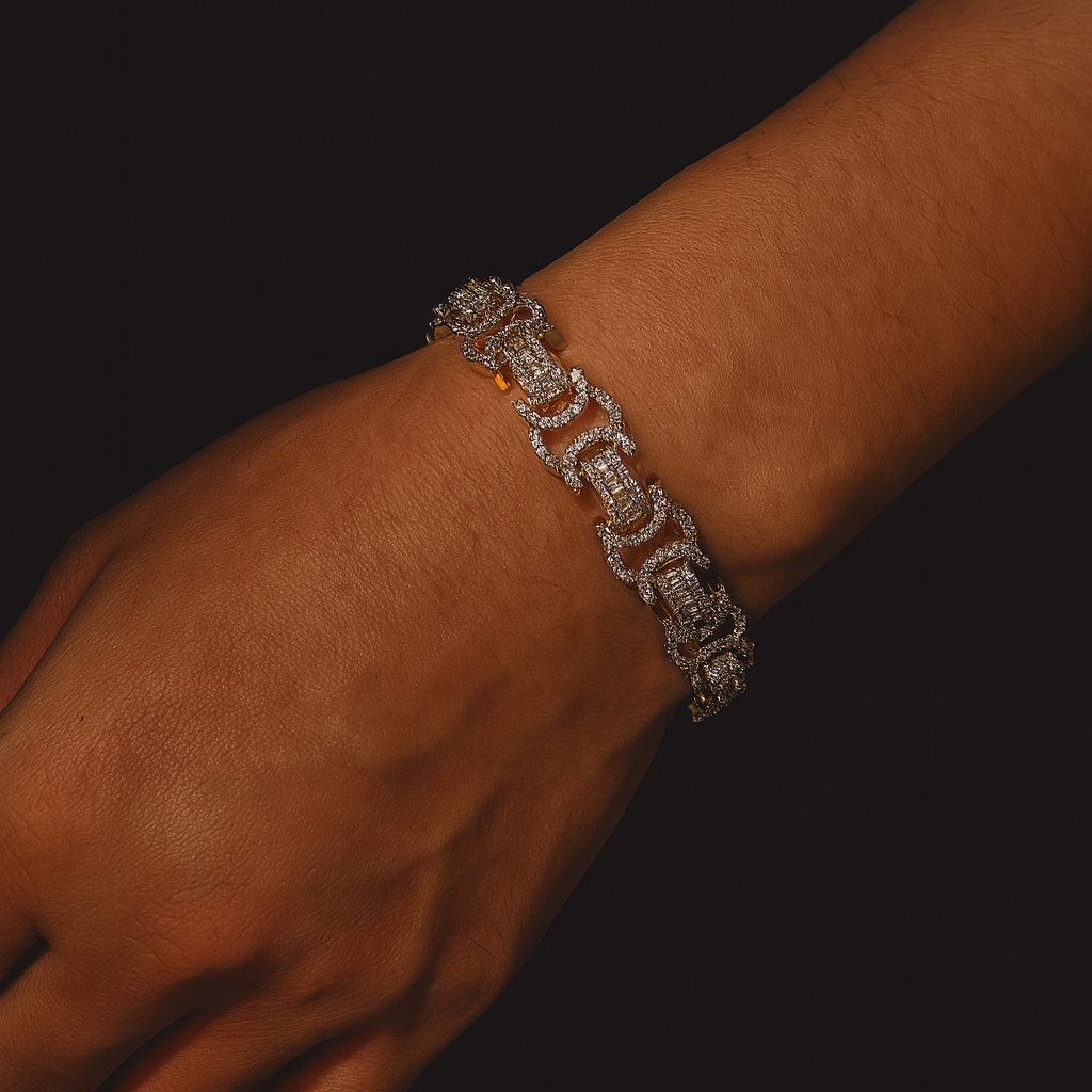 13mm Iced Out Byzantine Bracelet