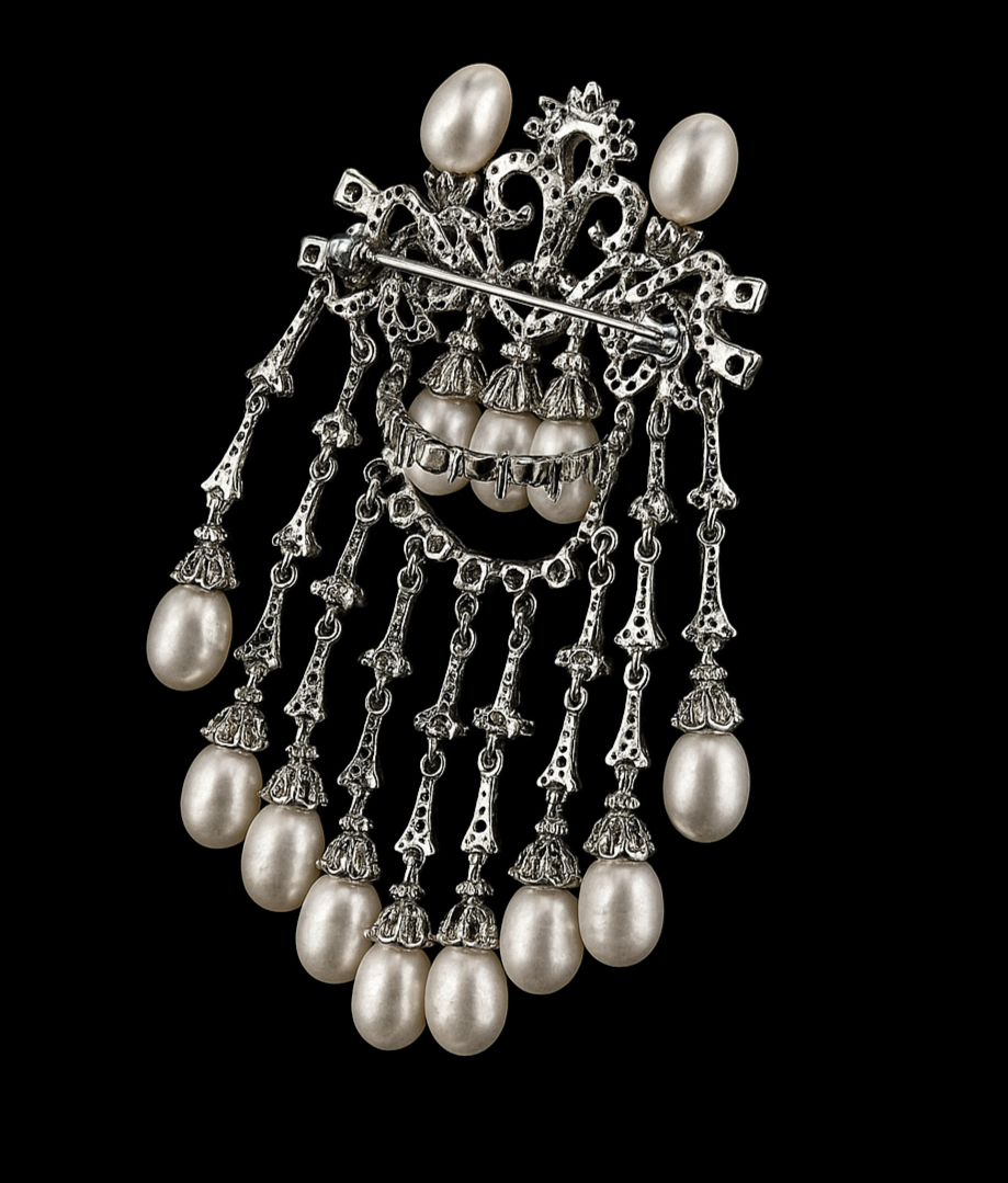 Baroque Pearl Cascade Brooch