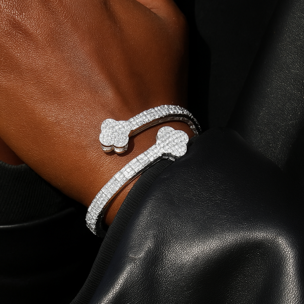 Four Leaf Clover Iced Out Bangle