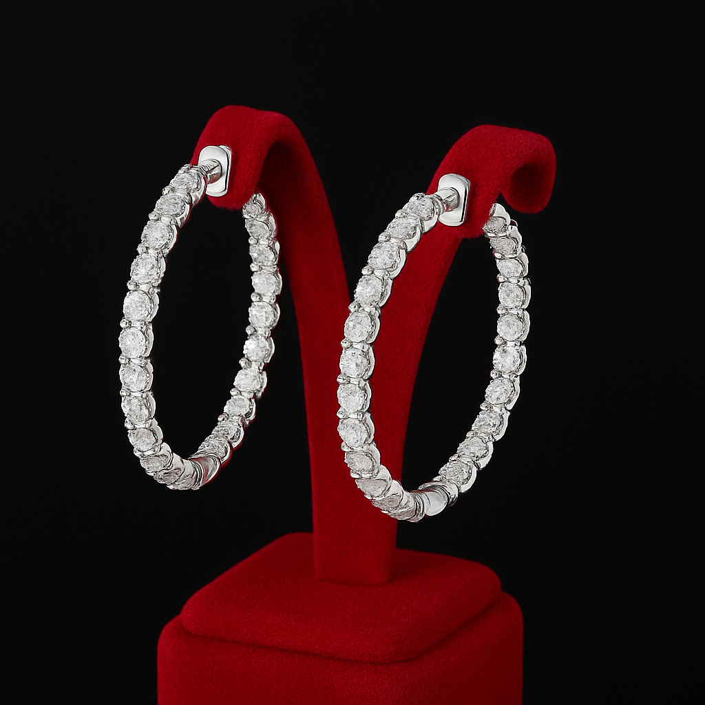 S925 Moissanite Hoop Earrings