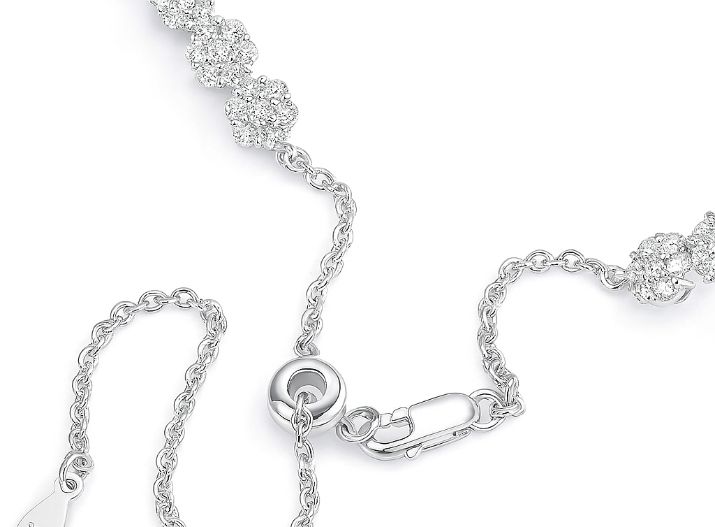 Floral Moissanite Tennis Bracelet & Necklace S925