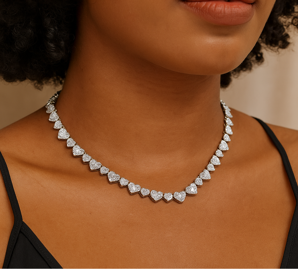 Lustra™ Heart-Cut Baguette Cuban Necklace