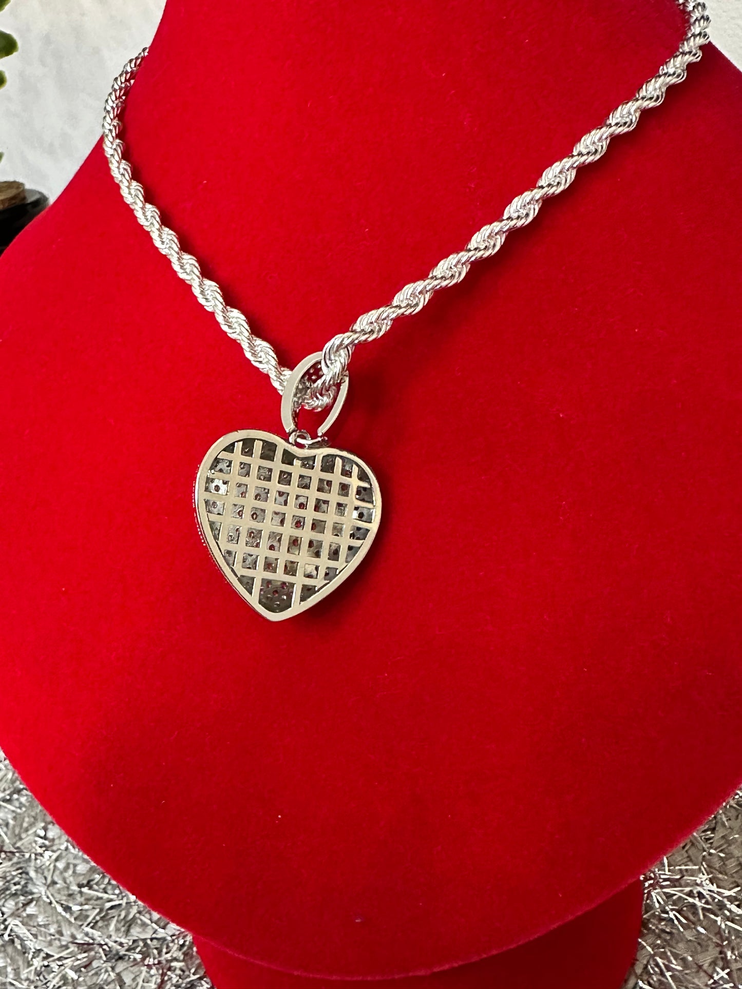 CZ Heart Pendant - White Gold