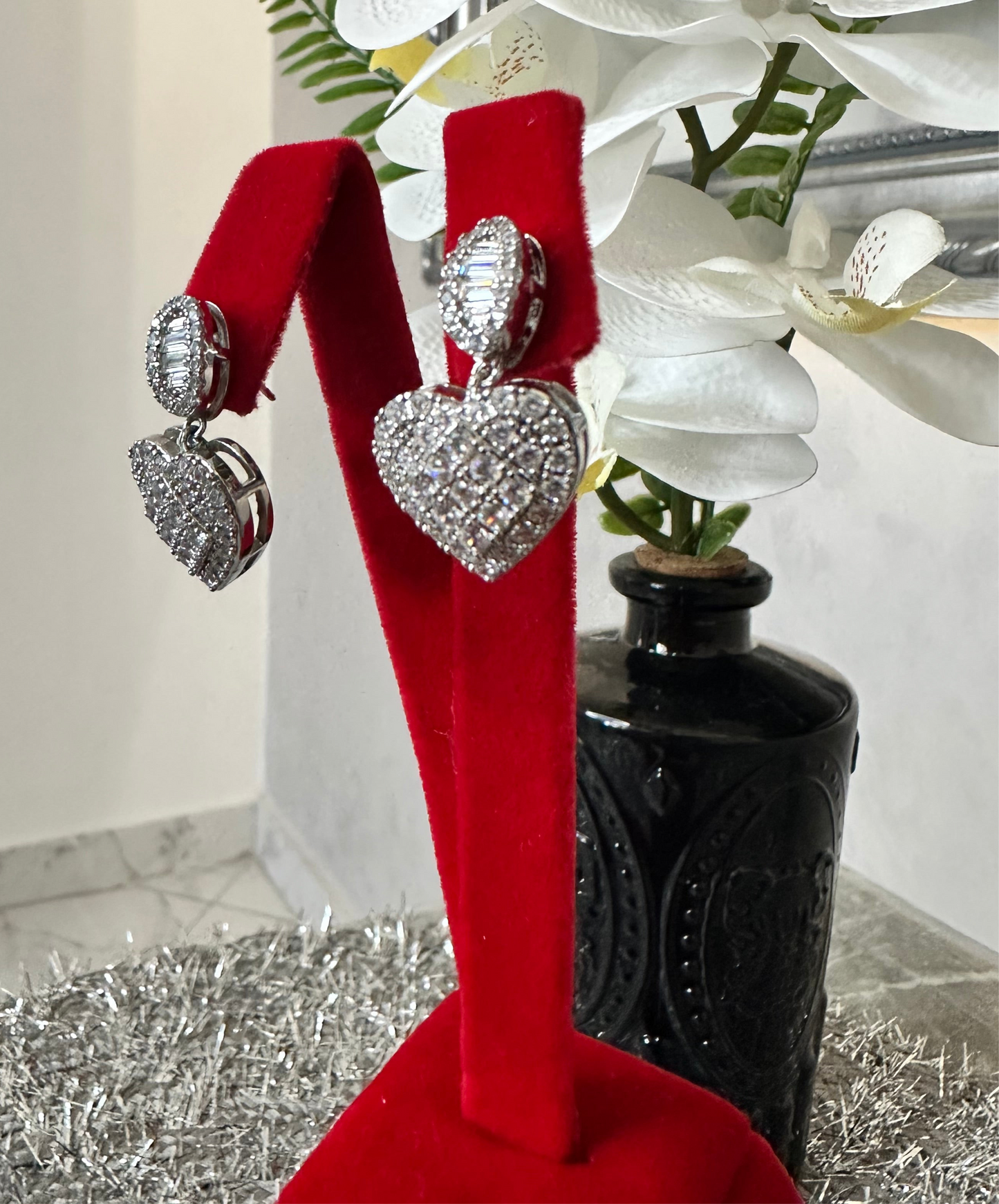 Baguette Heart Drop Earrings