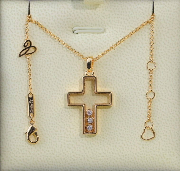 Floating Diamonds Cross Pendant