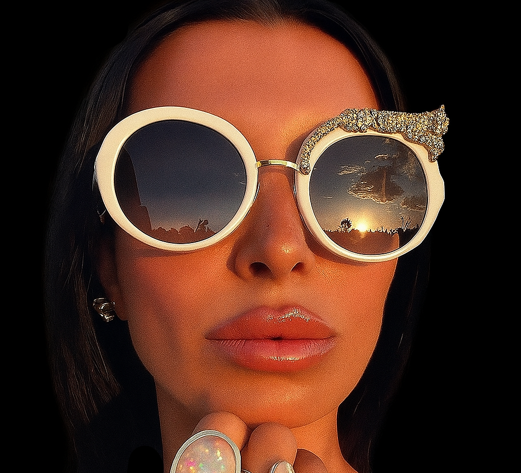 Vintage Panthere Round Sunglasses