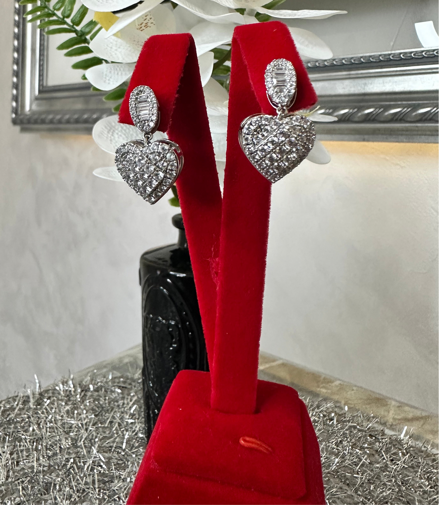 Baguette Heart Drop Earrings