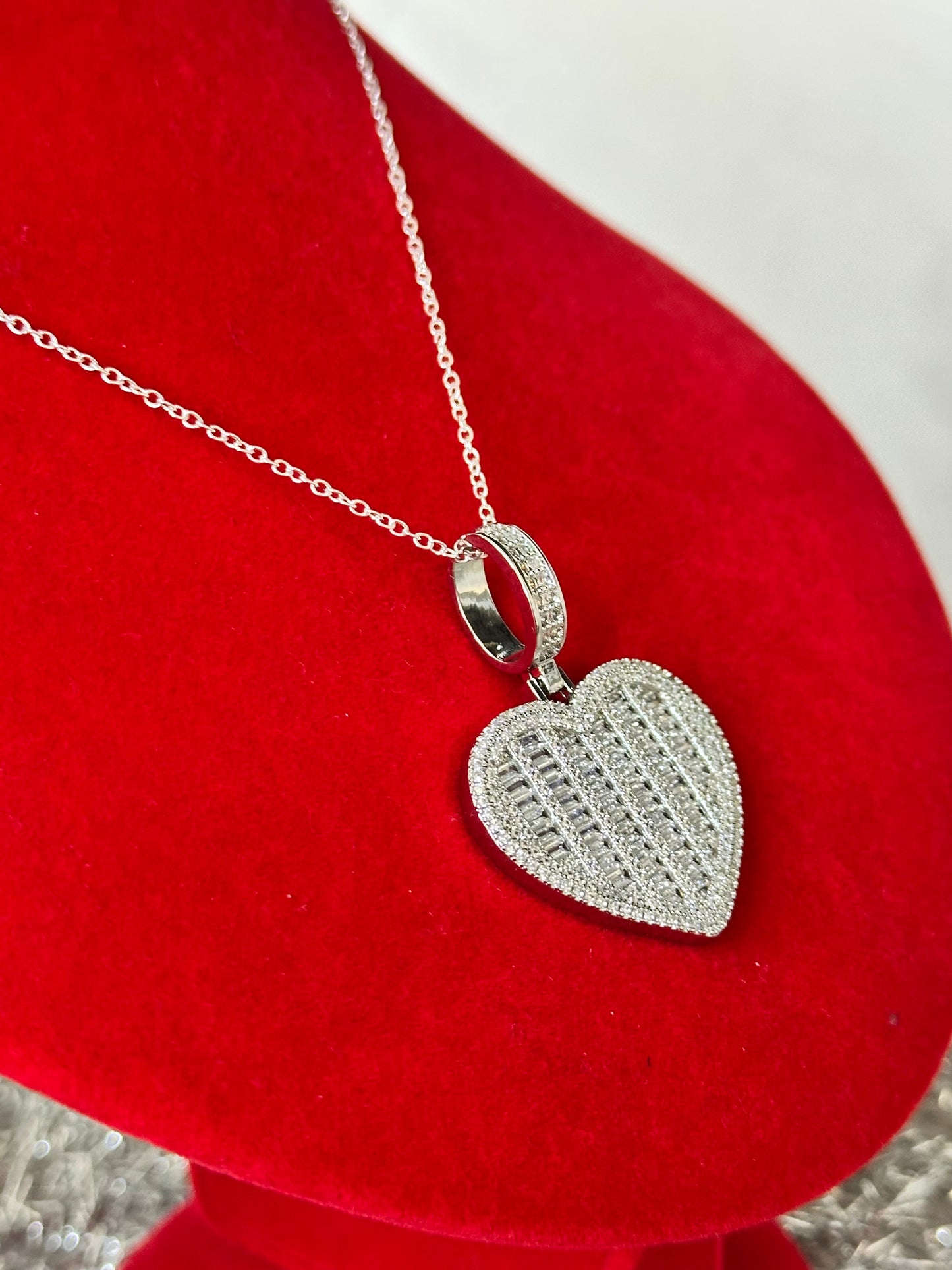 Lustra™ Heart-Cut Baguette Cuban Necklace