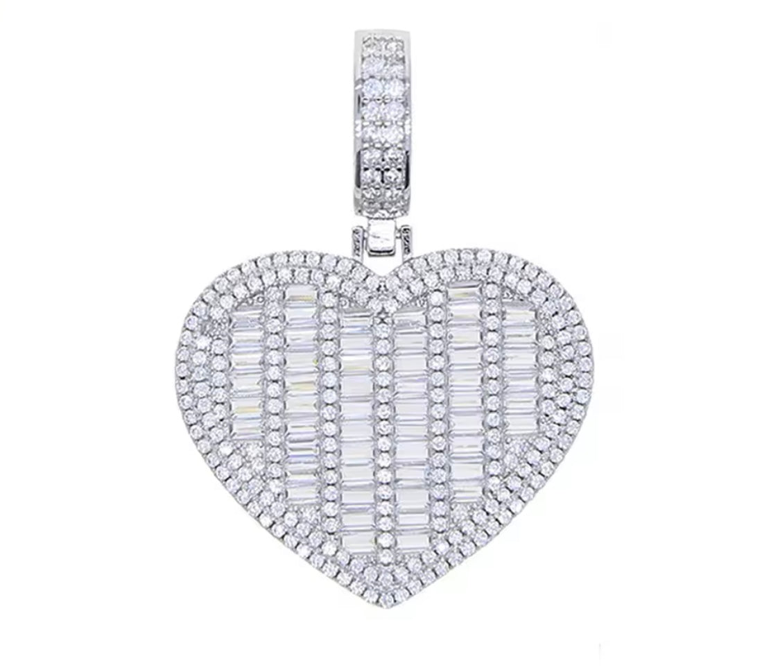 Lustra™ Heart-Cut Baguette Cuban Necklace