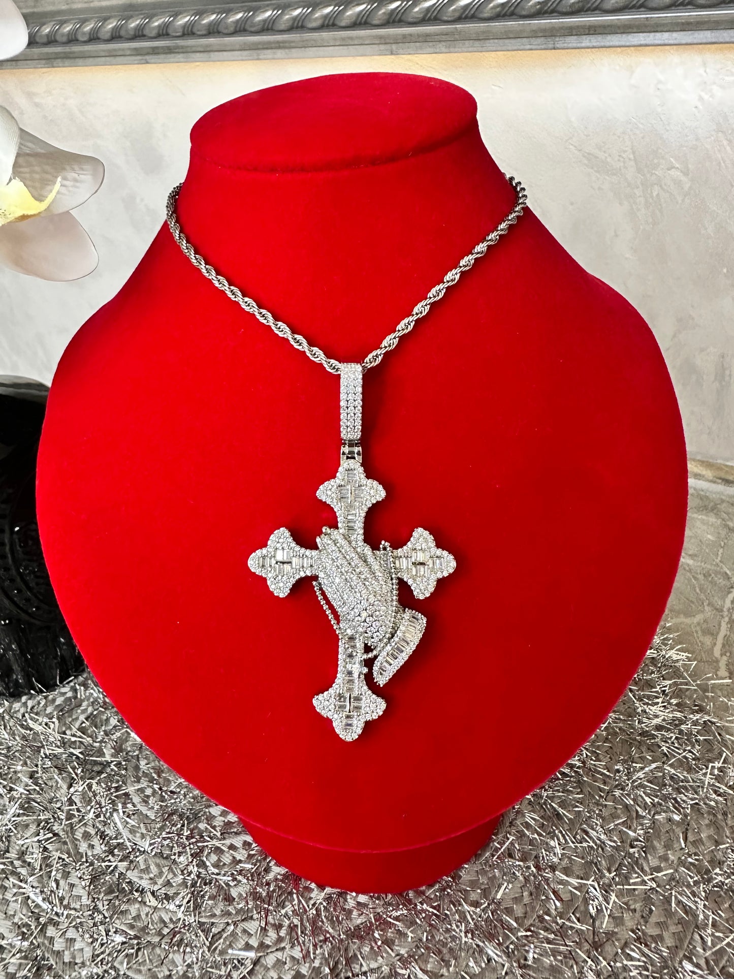 Praying Hands Cross Pendant