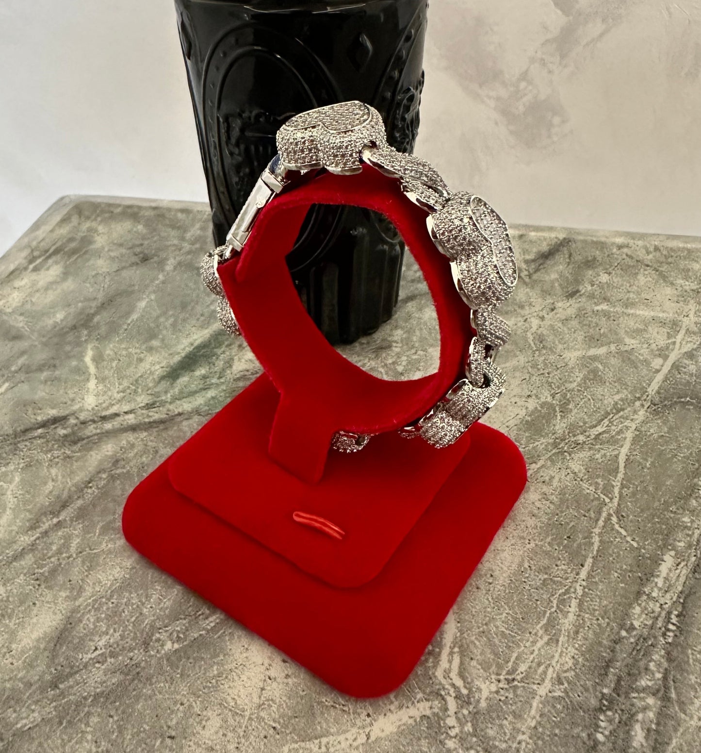 15mm Iced Out Heart Link Necklace & Bracelet