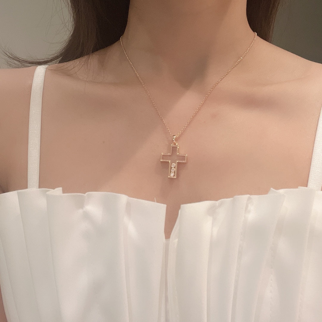 Floating Diamonds Cross Pendant