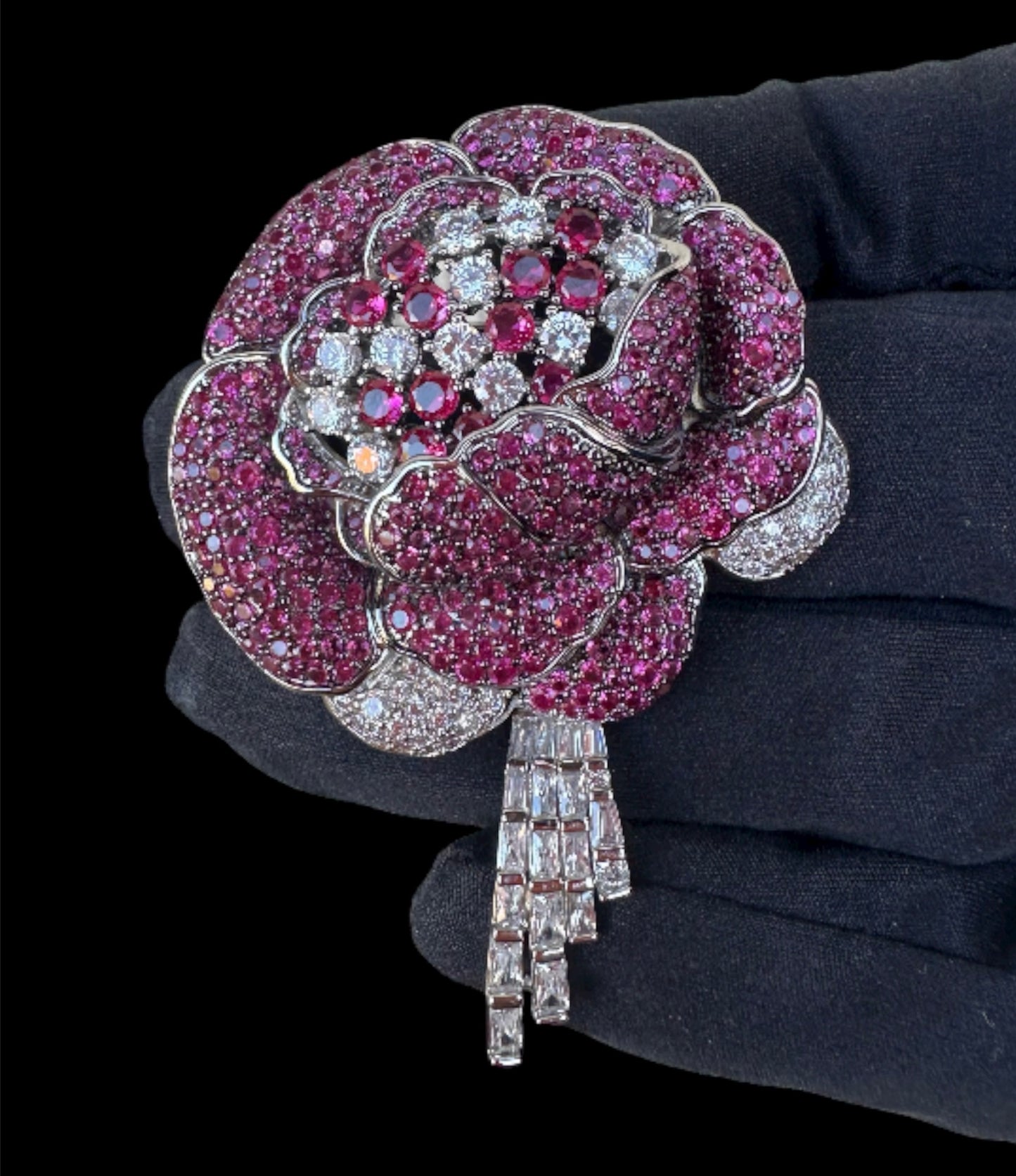 Amarisse™ Ruby Bloom Brooch Pendant 2in1