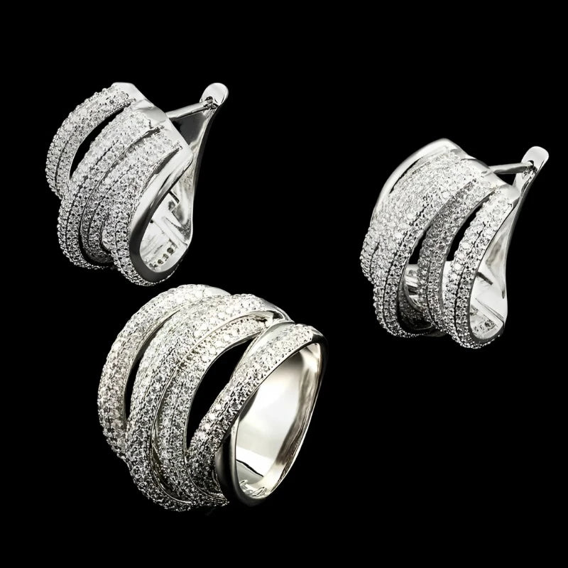 Iced Out Earrings and Ring Set