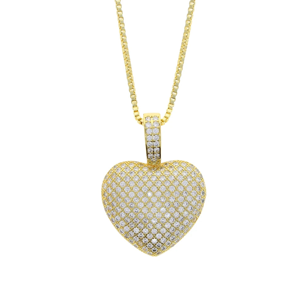 CZ Heart Pendant - White Gold