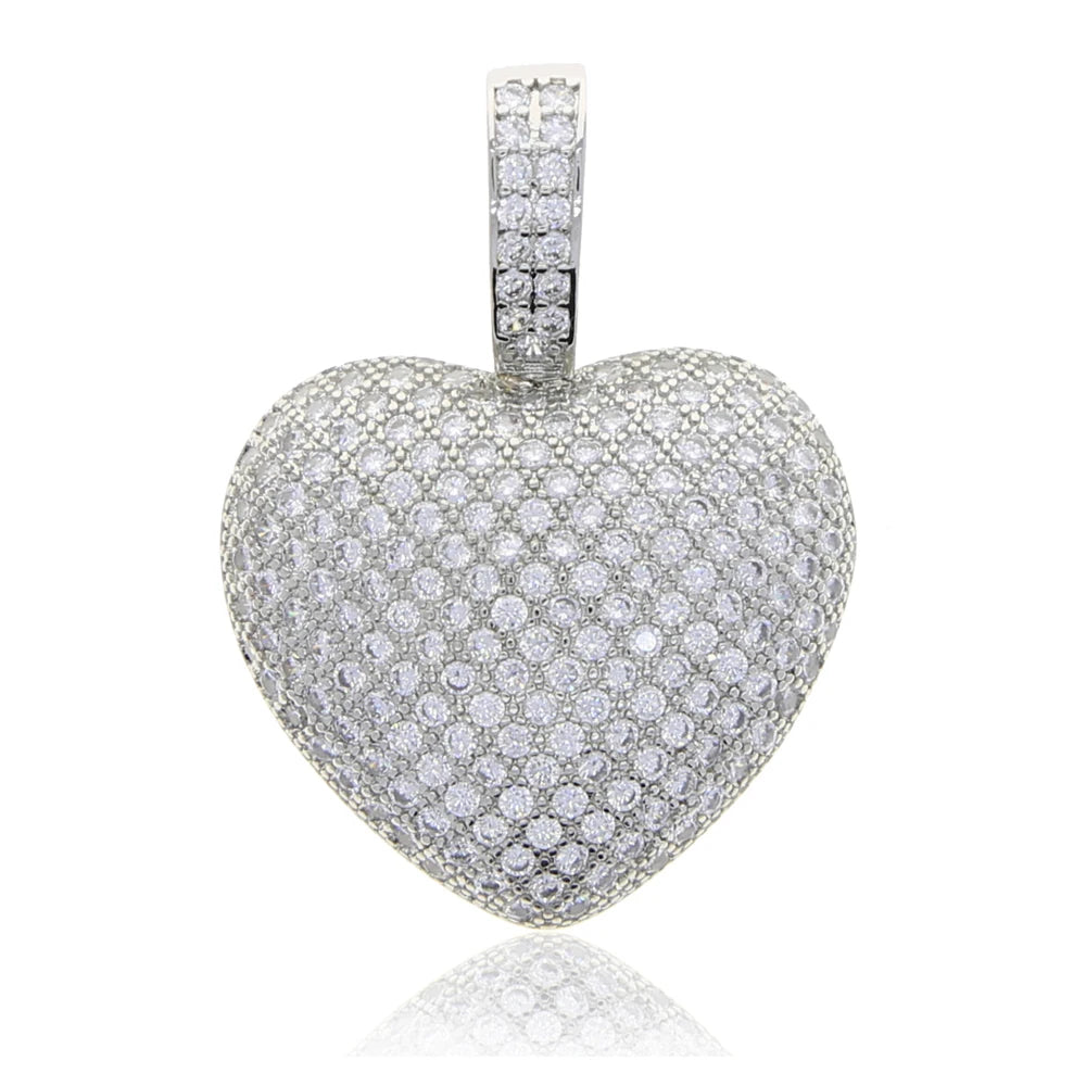 CZ Heart Pendant - White Gold