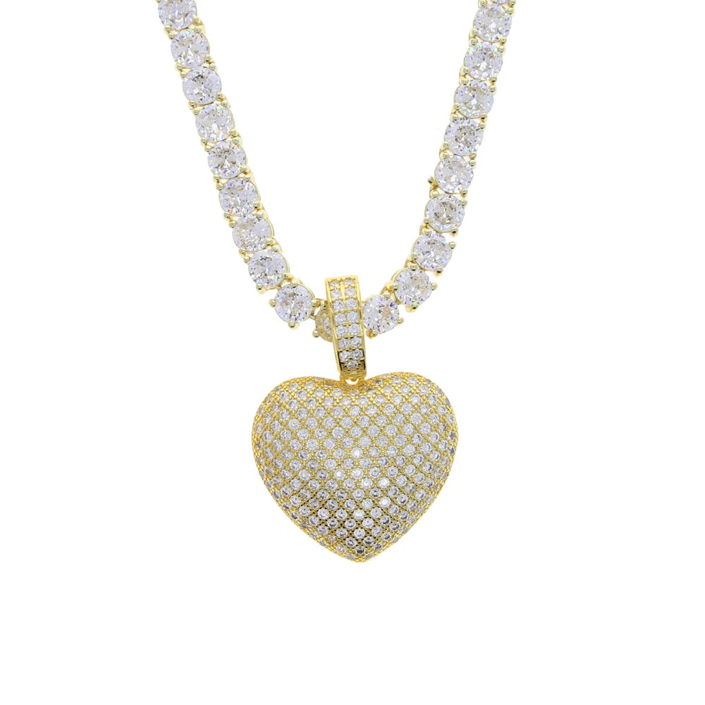 CZ Heart Pendant - White Gold
