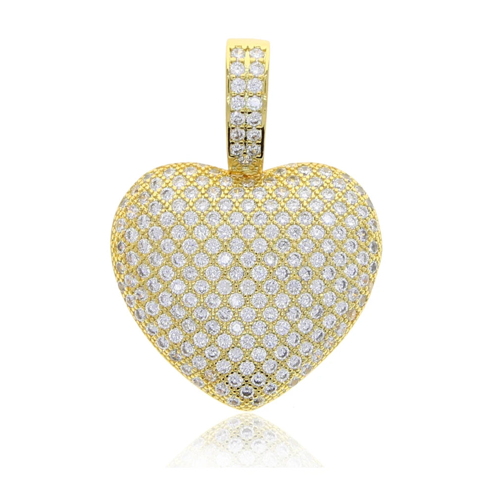 CZ Heart Pendant - White Gold