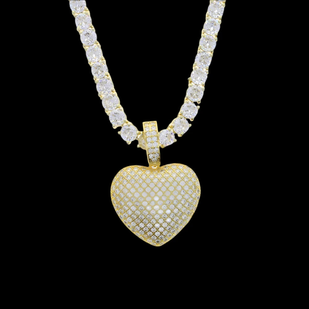 CZ Heart Pendant - White Gold