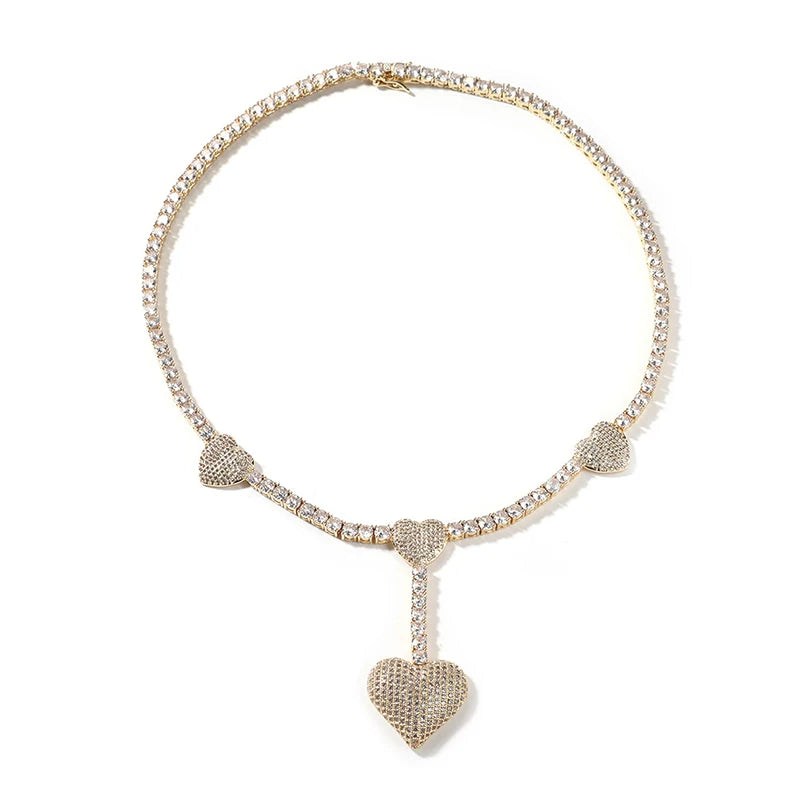 Heart Drop Tennis Necklace