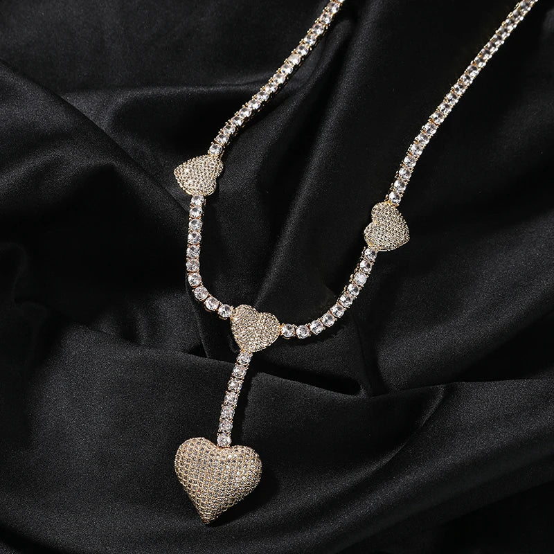 Heart Drop Tennis Necklace