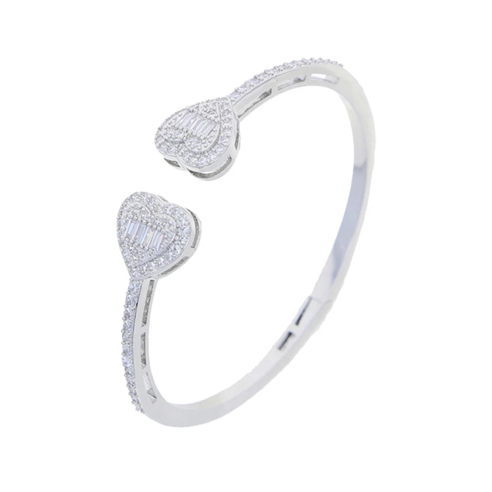 Iced Heart Cuff Bracelet