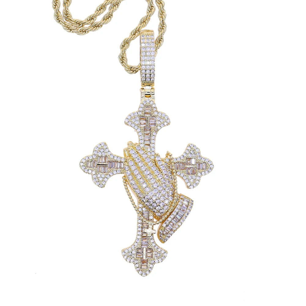 Praying Hands Cross Pendant