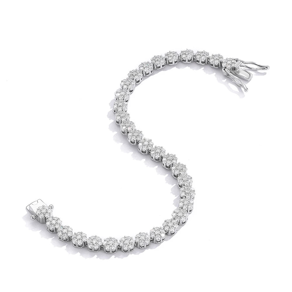 Floral Moissanite Tennis Bracelet & Necklace S925