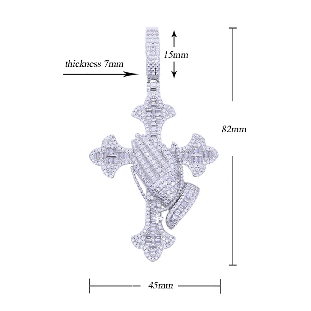 Praying Hands Cross Pendant