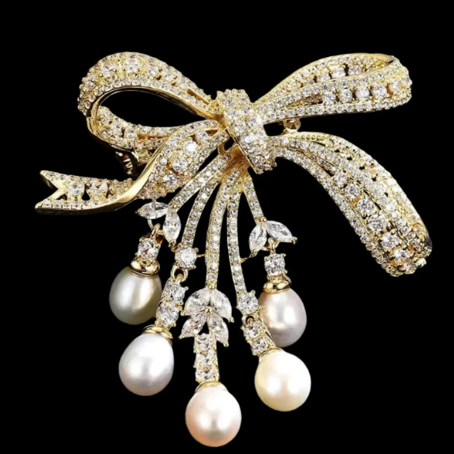 Bowknot Pearl Brooch