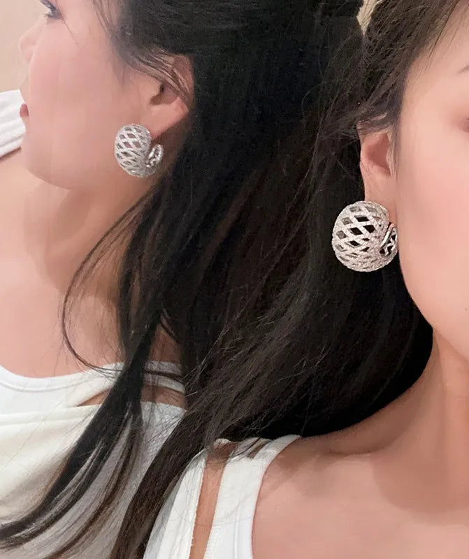 3D Pavé Shell Earrings