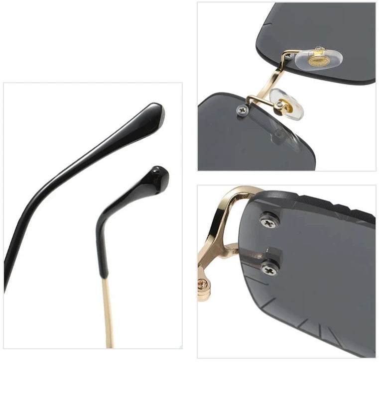 Diamond Cut Rimless Unisex Sunglasses